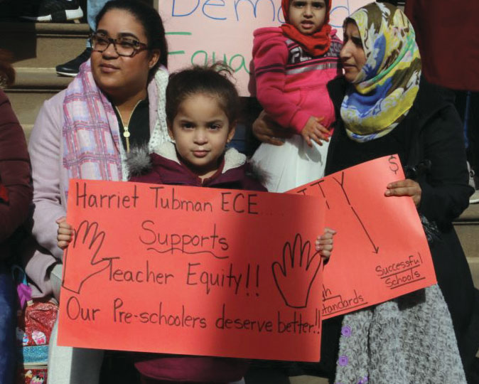 Young girl at teacher equity rally