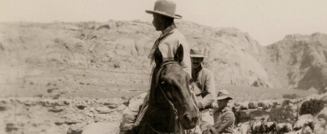 Charles Bernheimer on a horse during an expedition in 1929 in the American Southwest. Other men on horseback are following him. Photo Credit: University of Colorado Museum of Natural History