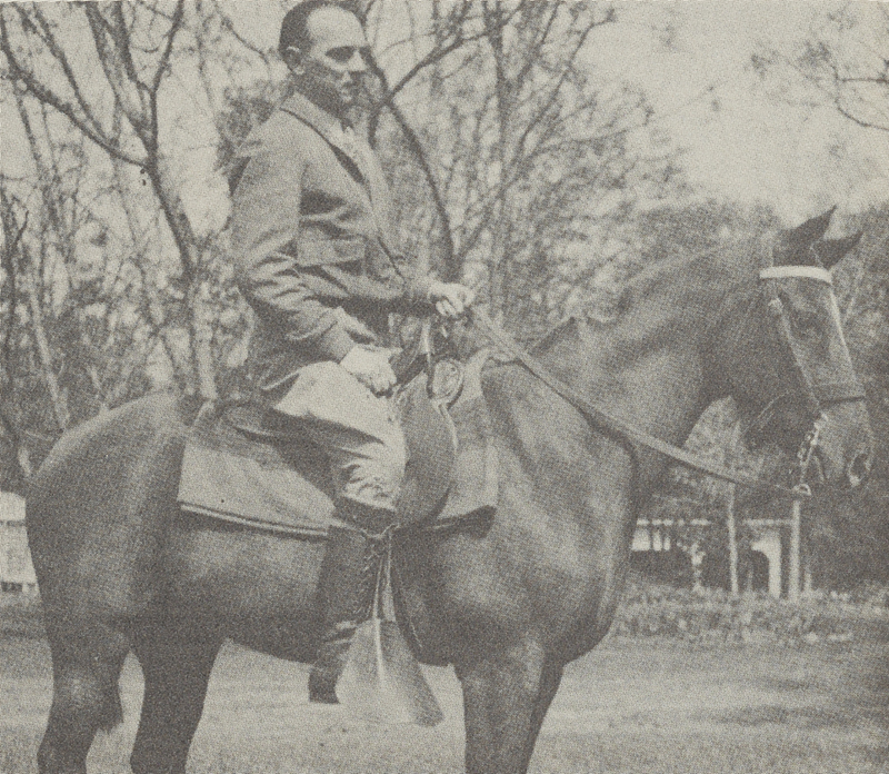 An unusual photo, dated March 1934, shows Ralph Hayes on horseback. Increasingly, however, he found it necessary to spend most of his time in cities.