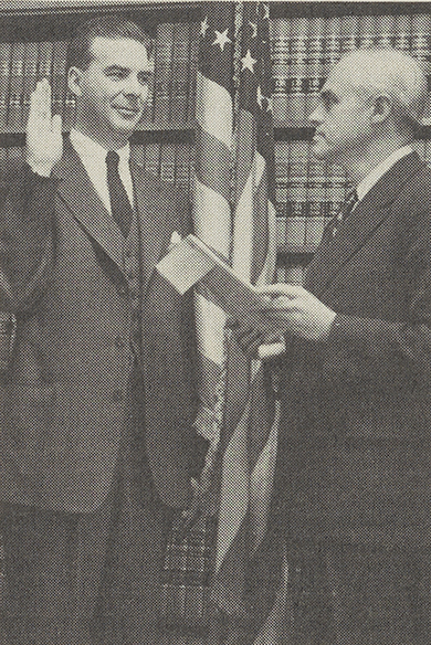 Edward Lumbard swearing in Lloyd MacMahon as chief assistant U.S. attorney.