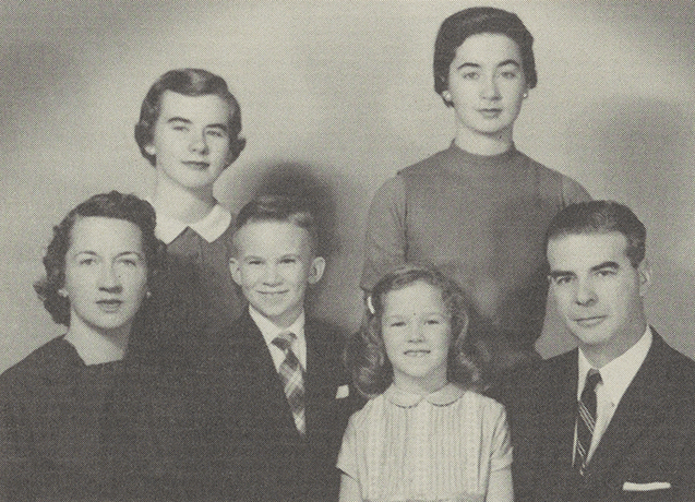 The MacMahon family in 1956: Peg, Patricia, John, Theresa, Kathleen, and Lloyd.