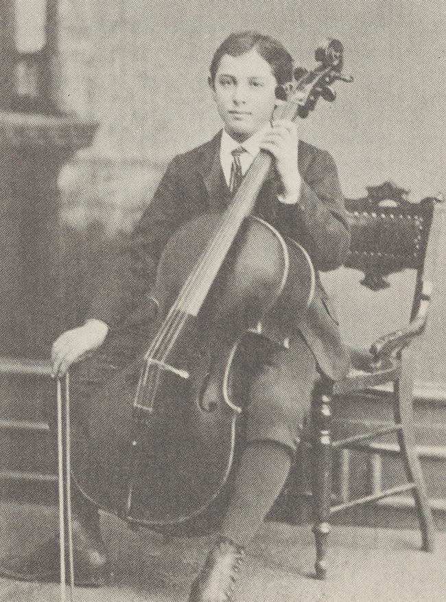 Walter W. Naumburg when he was young with his cello.