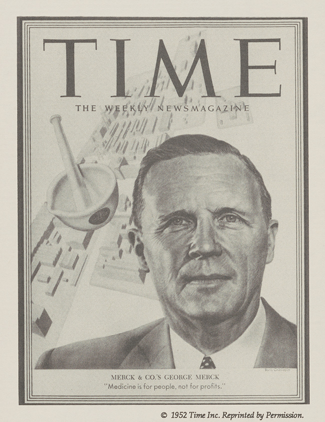 Merck on the cover of the Aug. 18, 1952, issue of Time magazine.