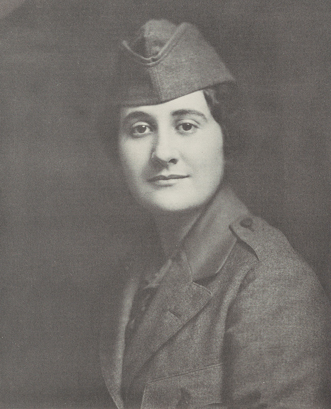 A portrait of Florence Tobey in Red Cross uniform, at about the time she met Thomas W. Murphy.