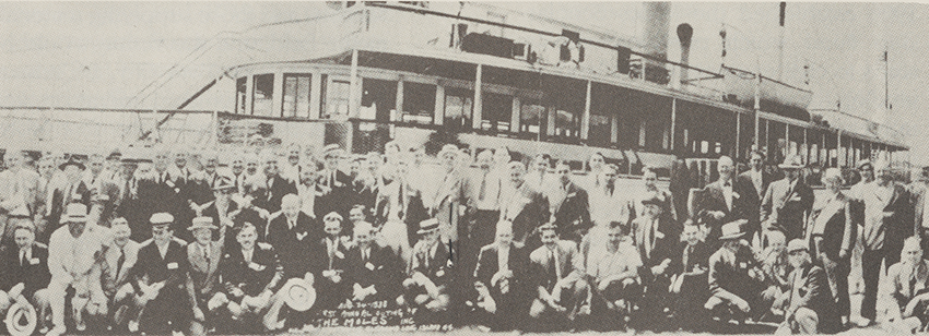 With a ferry in the background, a portion of the crowd waits to board it for the very first Moles clambake on Aug. 24, 1938.