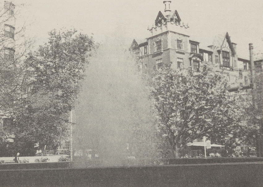 Triantafillu Fountain with the water cascading in White Plains’ historic Tibbits Park, where George Washington’s troops once set up camp.