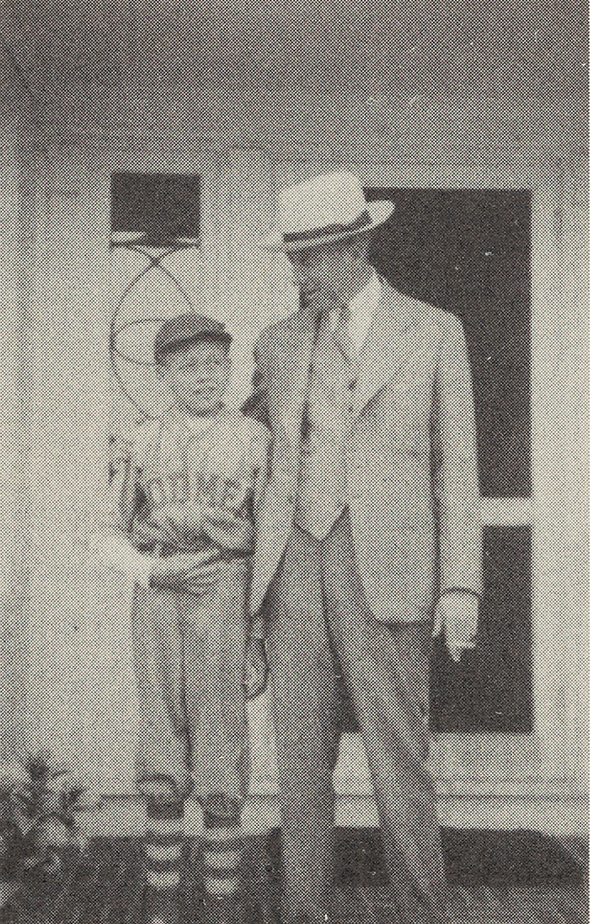 Enders standing on the porch with his ward, John Savage, at the Voorhees home in Hewlett, Long Island.